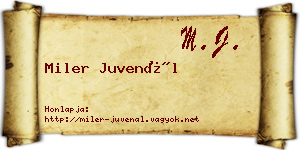 Miler Juvenál névjegykártya